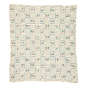 Bebe Organic - Manta de algodón orgánico con estampado floral Waffle | Crudo