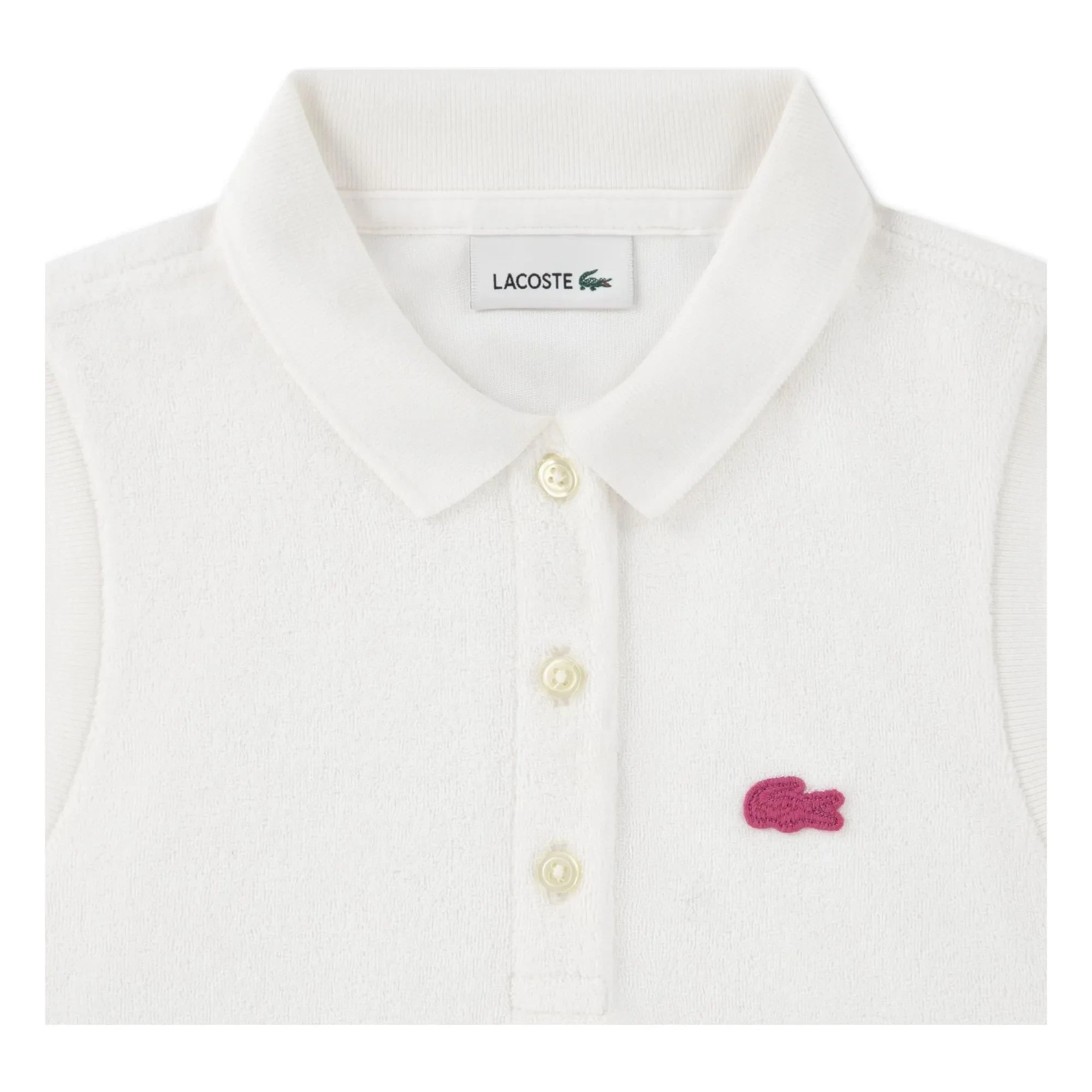 Lacoste - Polo sin mangas de algodón orgánico con logo | Blanco roto