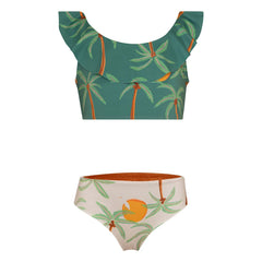 Pepita & Me - Ilana Palm Traje de baño con volantes | Verde