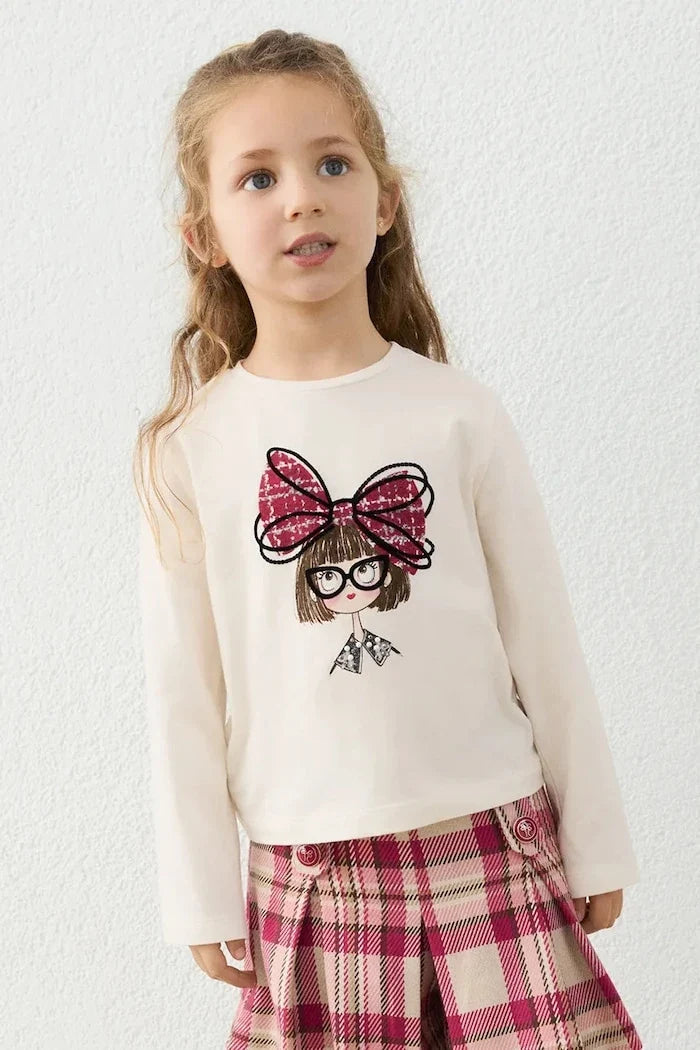 Blusa de manga larga de algodón y elastano Mayoral para niños