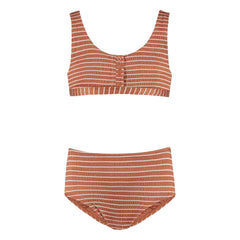 Beachlife - Bañador de punto con botones de fibra reciclada | Caramelo