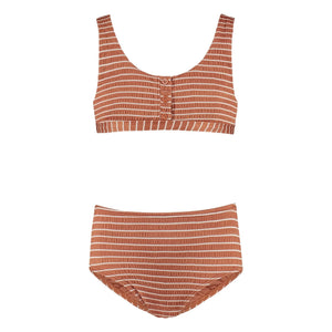 Beachlife - Bañador de punto con botones de fibra reciclada | Caramelo