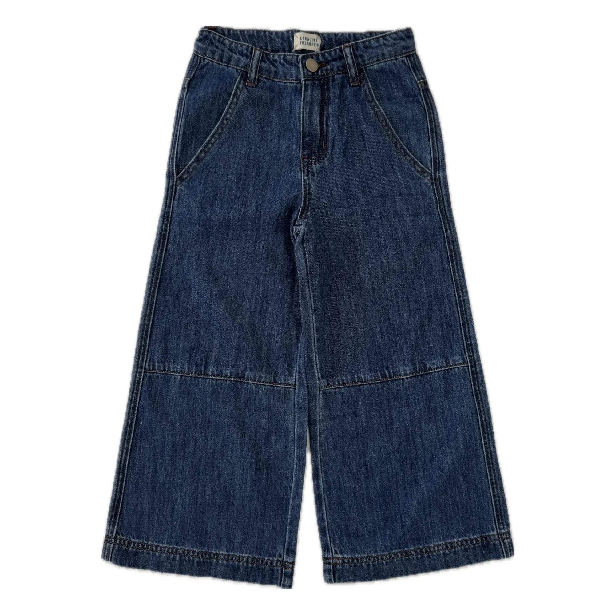 Longlivethequeen - Jean de pernera ancha con costuras decorativas | Denim sin tratar