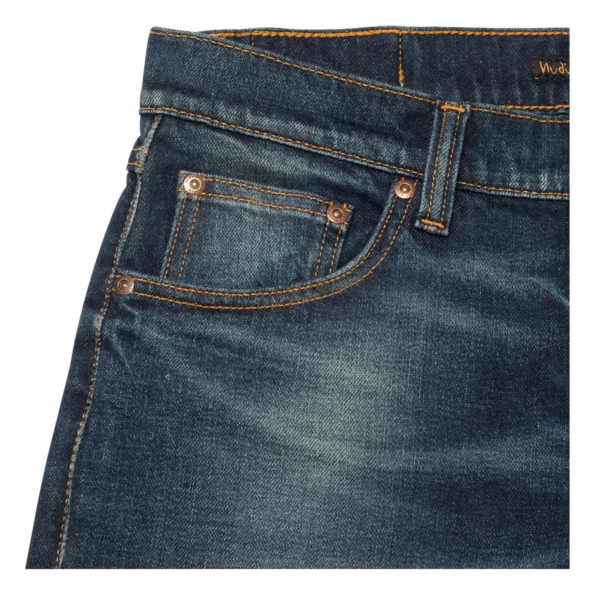 Nudie Jeans - Vaqueros de algodón Solid Ollie Lost Light | Gris azulado pálido