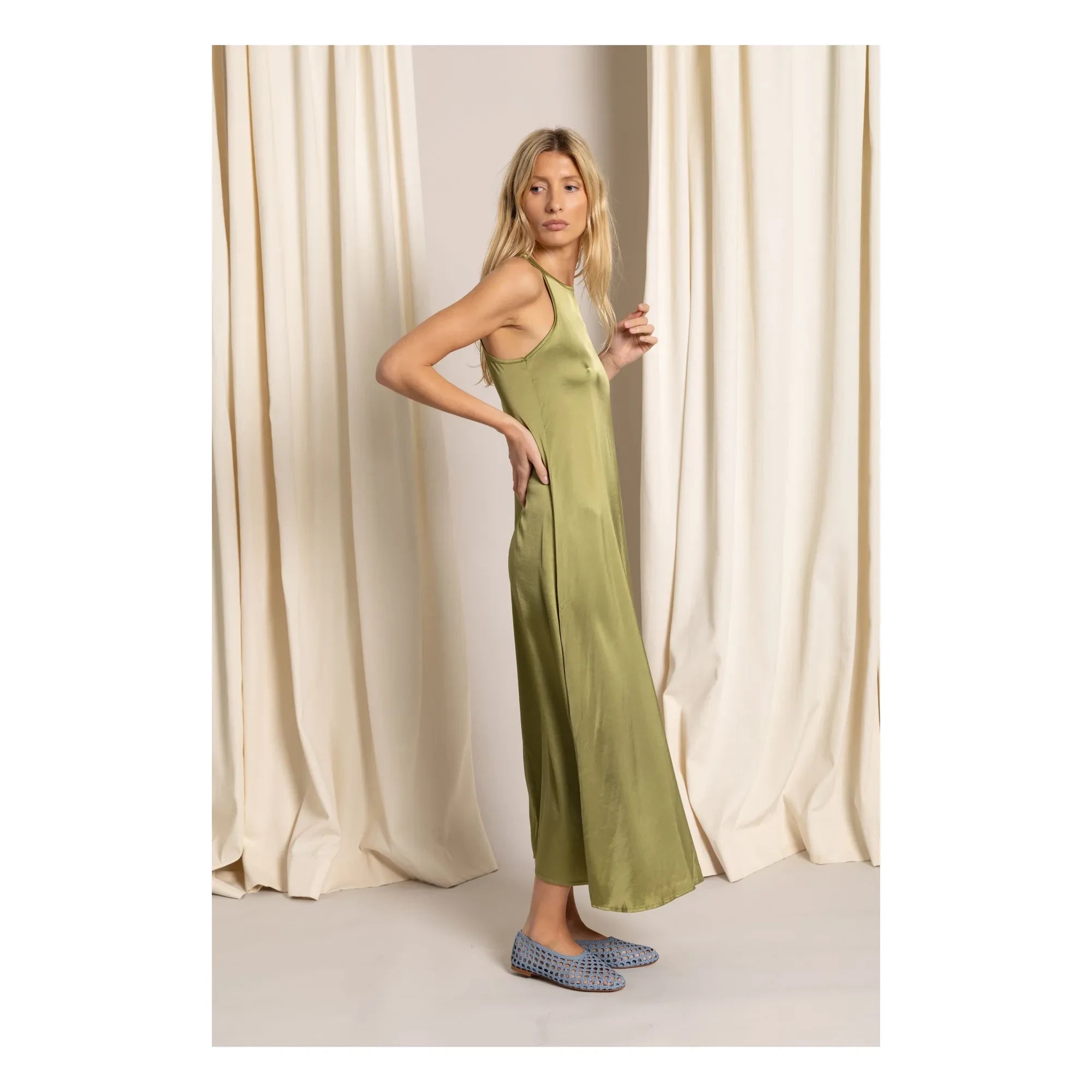 Smallable Mujer - Vestido de Satén Zelie | Verde anís