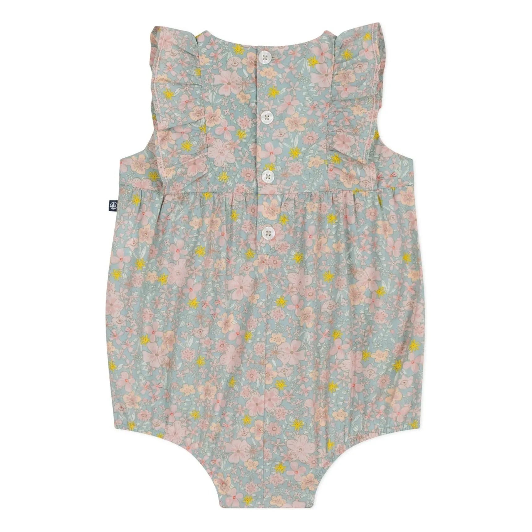Petit Bateau - Peto de popelina de algodón orgánico con estampado floral | Azul grisáceo