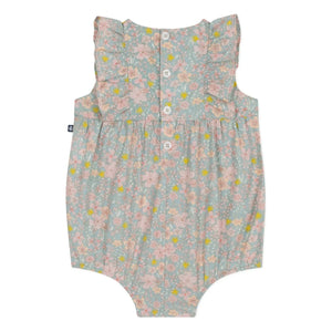 Petit Bateau - Peto de popelina de algodón orgánico con estampado floral | Azul grisáceo