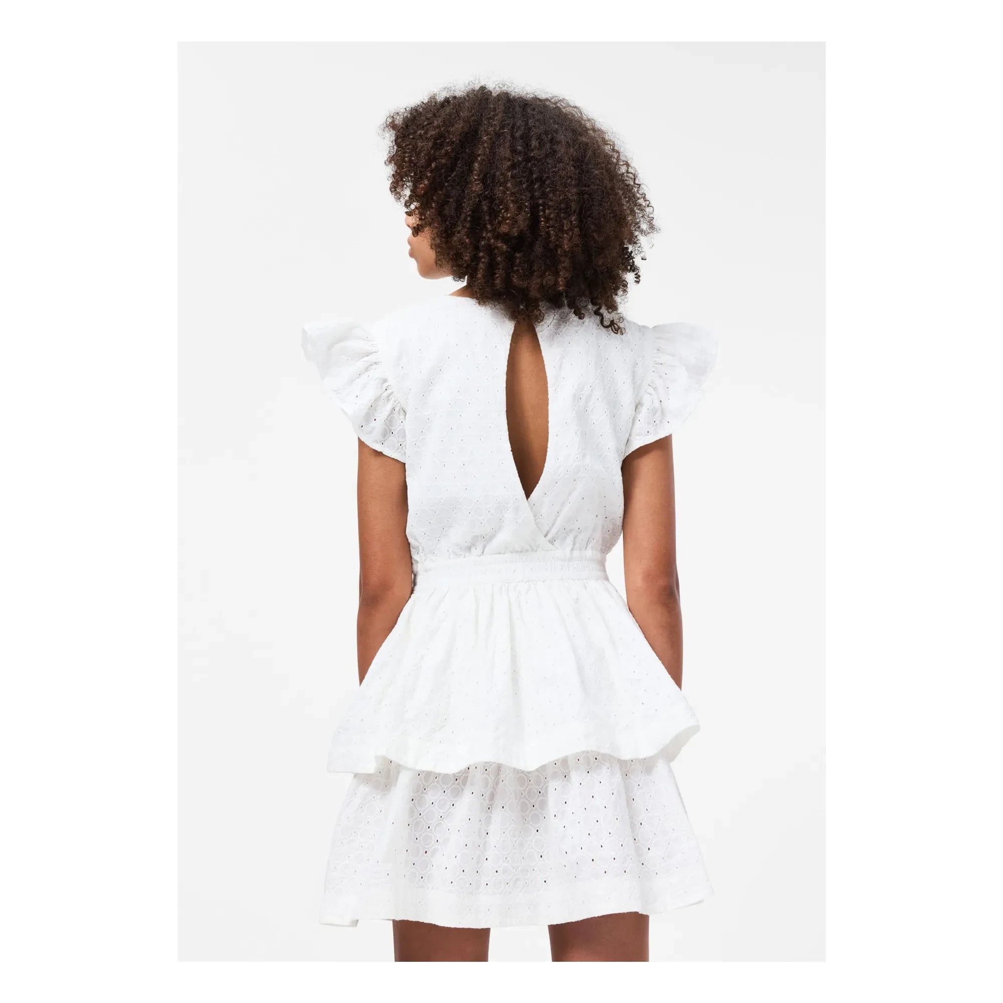 Vestido con volantes de algodón orgánico Molo Carma | Blanco