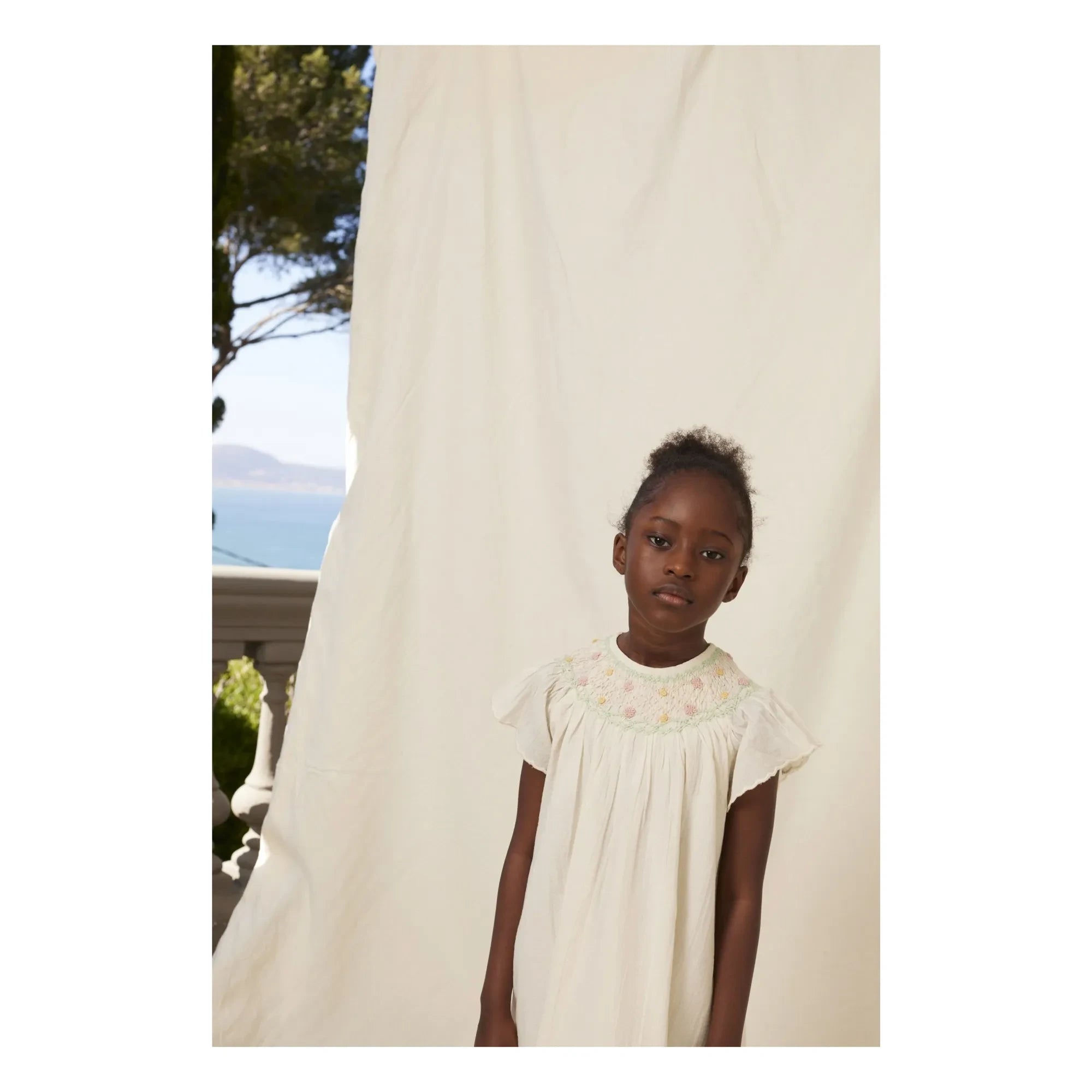 Bebe Organic - Vestido Fruncido Floral Luna | Crudo