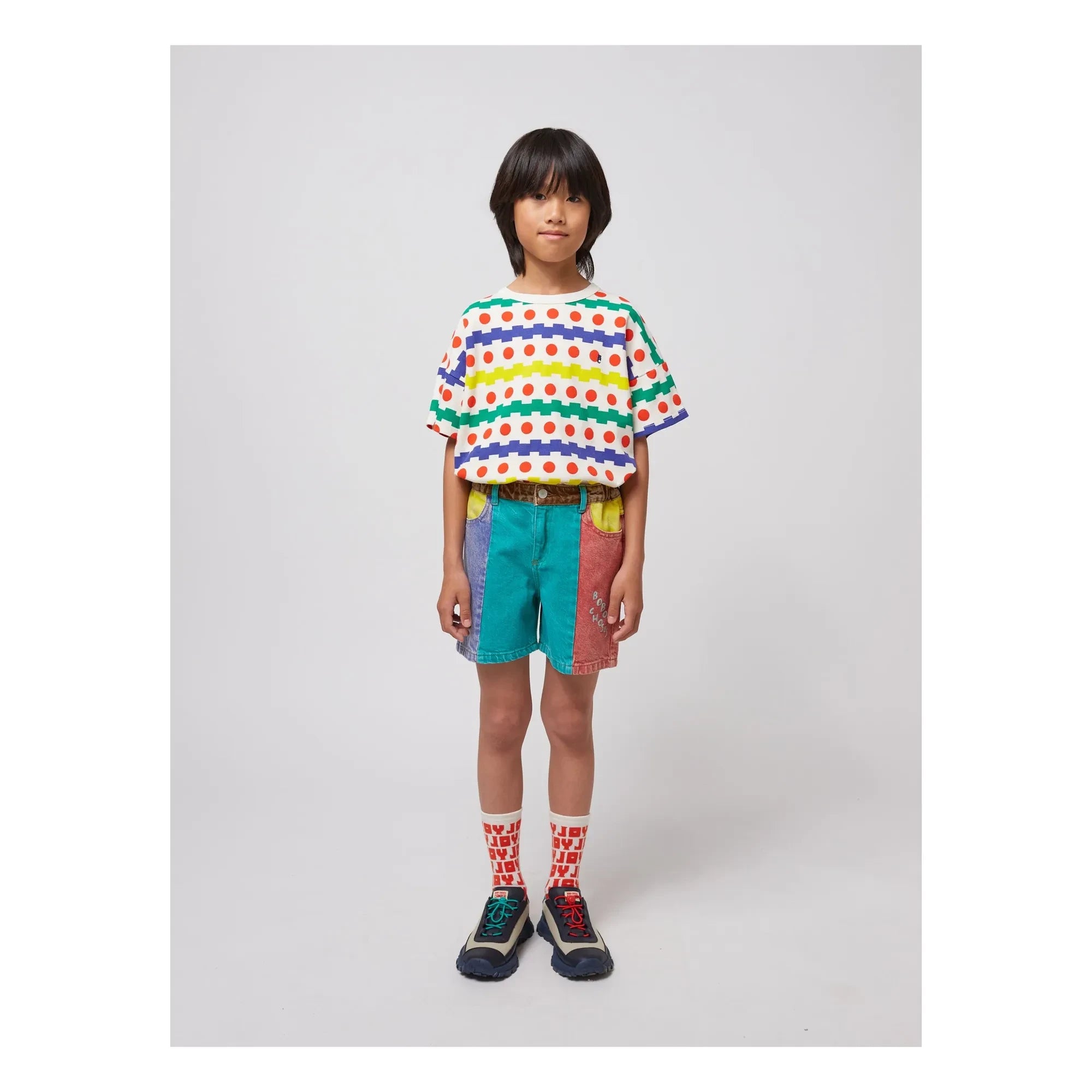 Bobo Choses - Shorts vaqueros de algodón orgánico con bloques de color | Turquesa