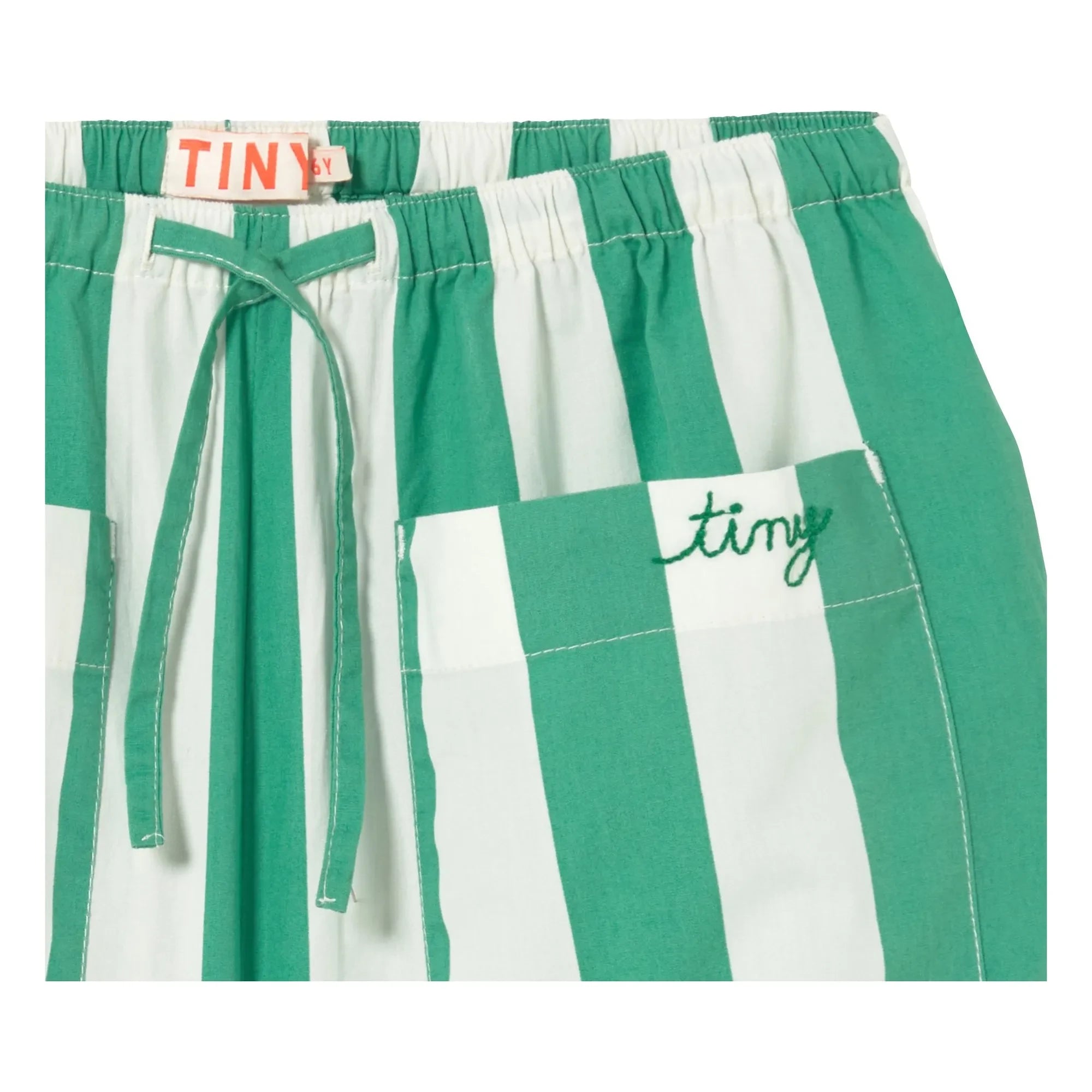Tinycottons - Pantalón pequeño a rayas verdes