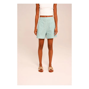 Sacrécoeur - Lilo Popelín Shorts bordados | Verde agua