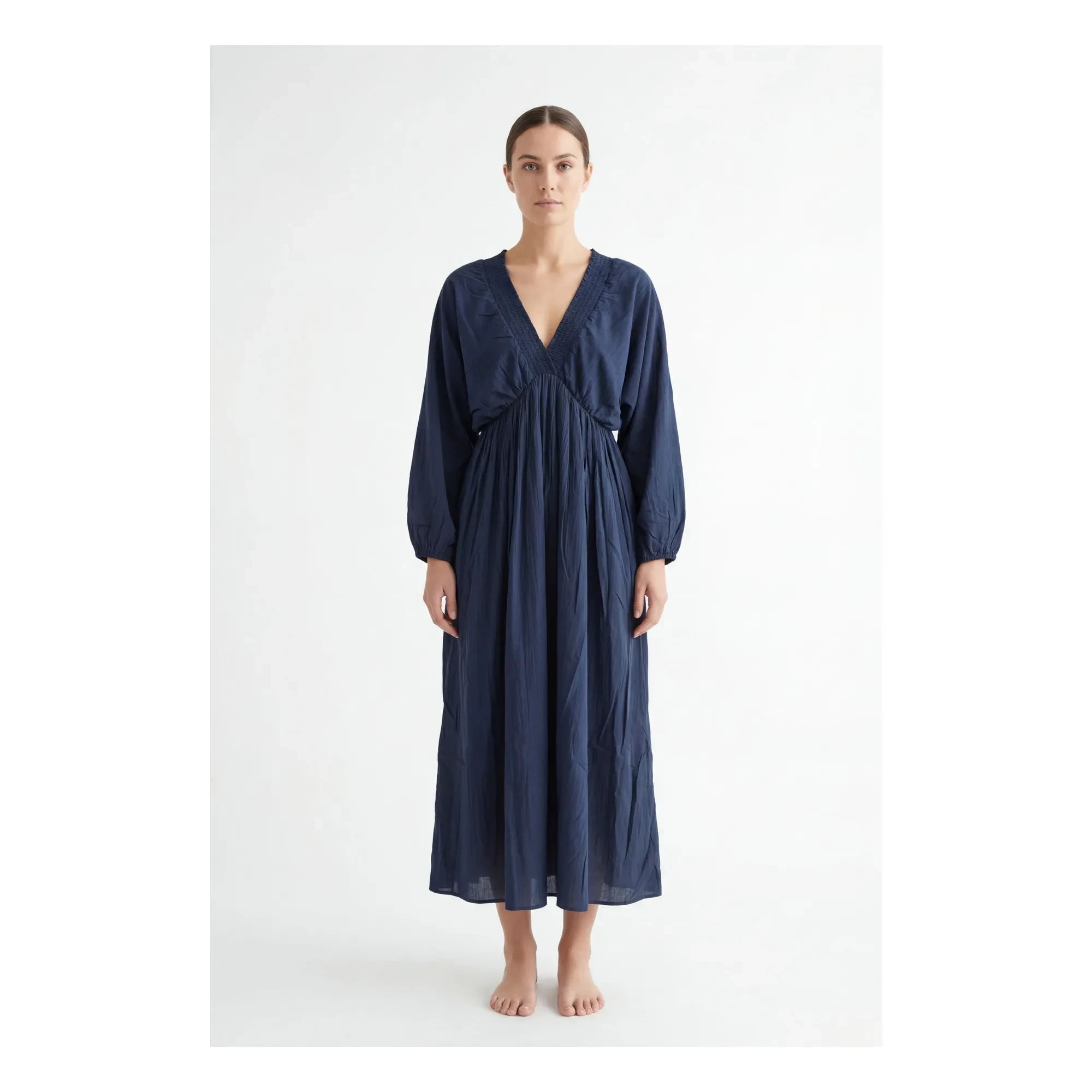 BELLEPIECE - Vestido de gasa de algodón Matteo | Azul marino