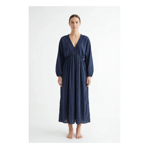 BELLEPIECE - Vestido de gasa de algodón Matteo | Azul marino