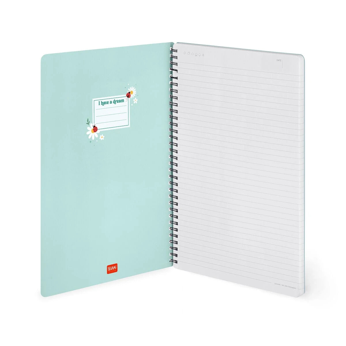 Legami - Çizgili A4 Defter - Resimli Sert Kapak - Uğur Böceği - Spiralli