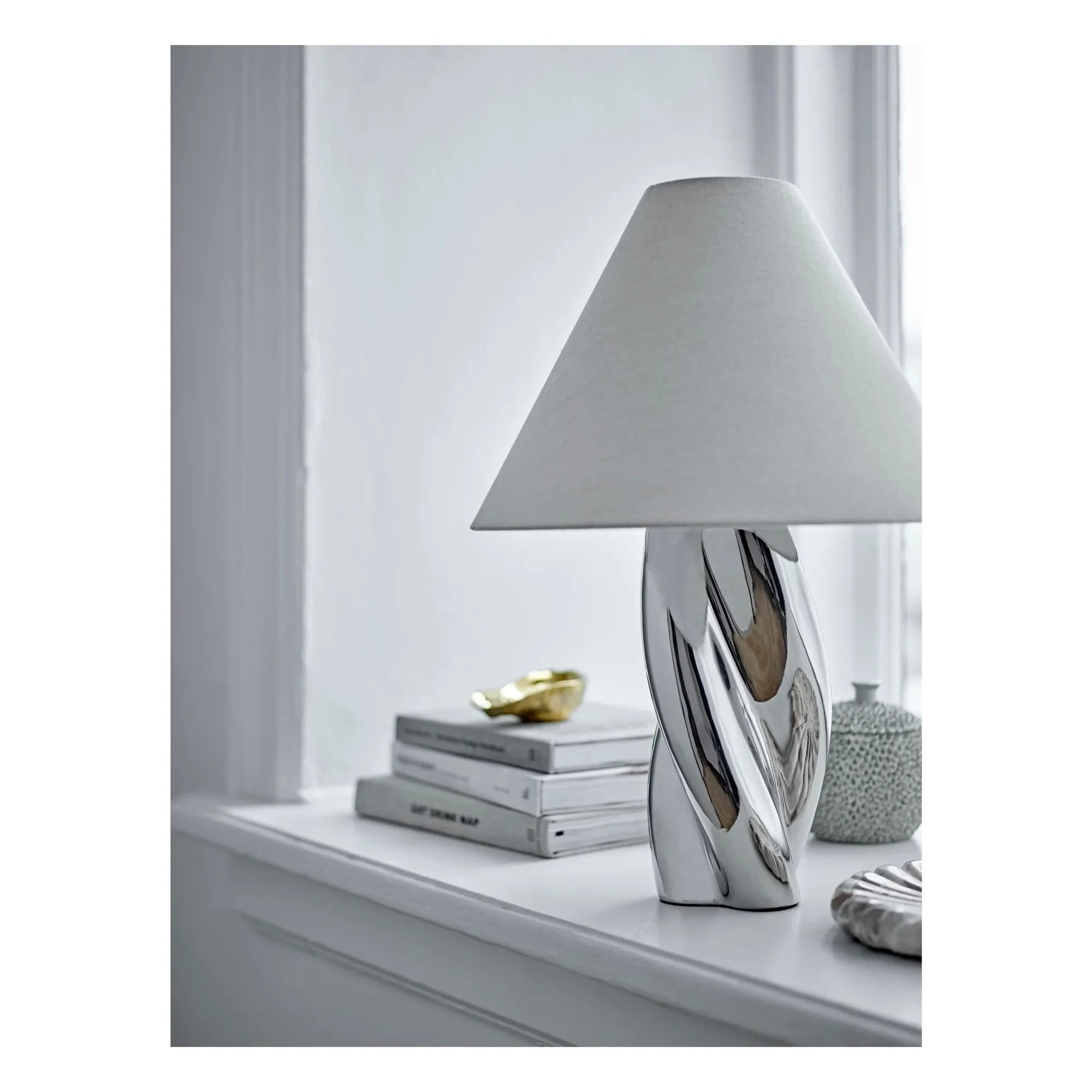 Bloomingville - Lámpara de mesa de cerámica de piedra Silva | Plata