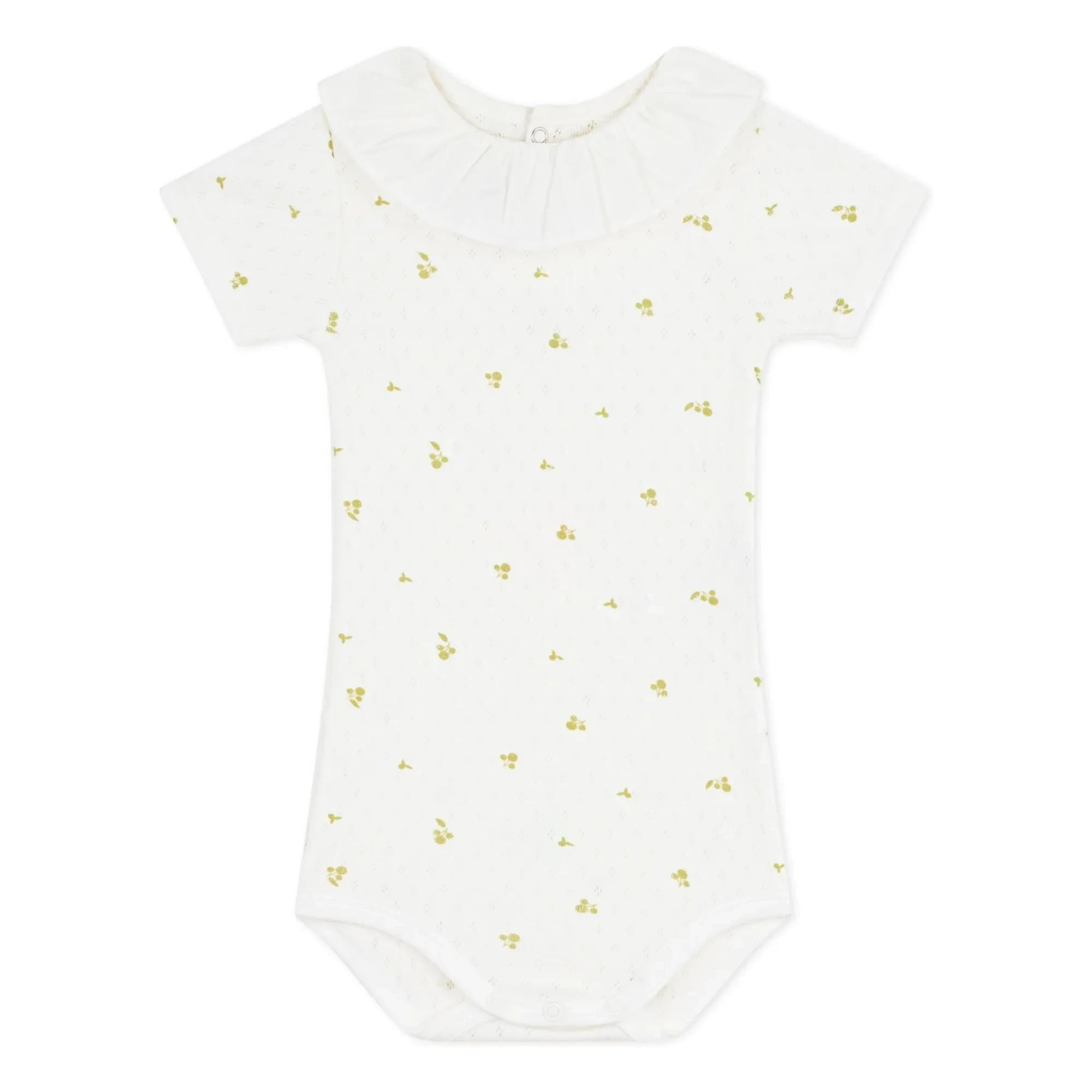 Petit Bateau - Body con cuello de flores de algodón orgánico | Crudo