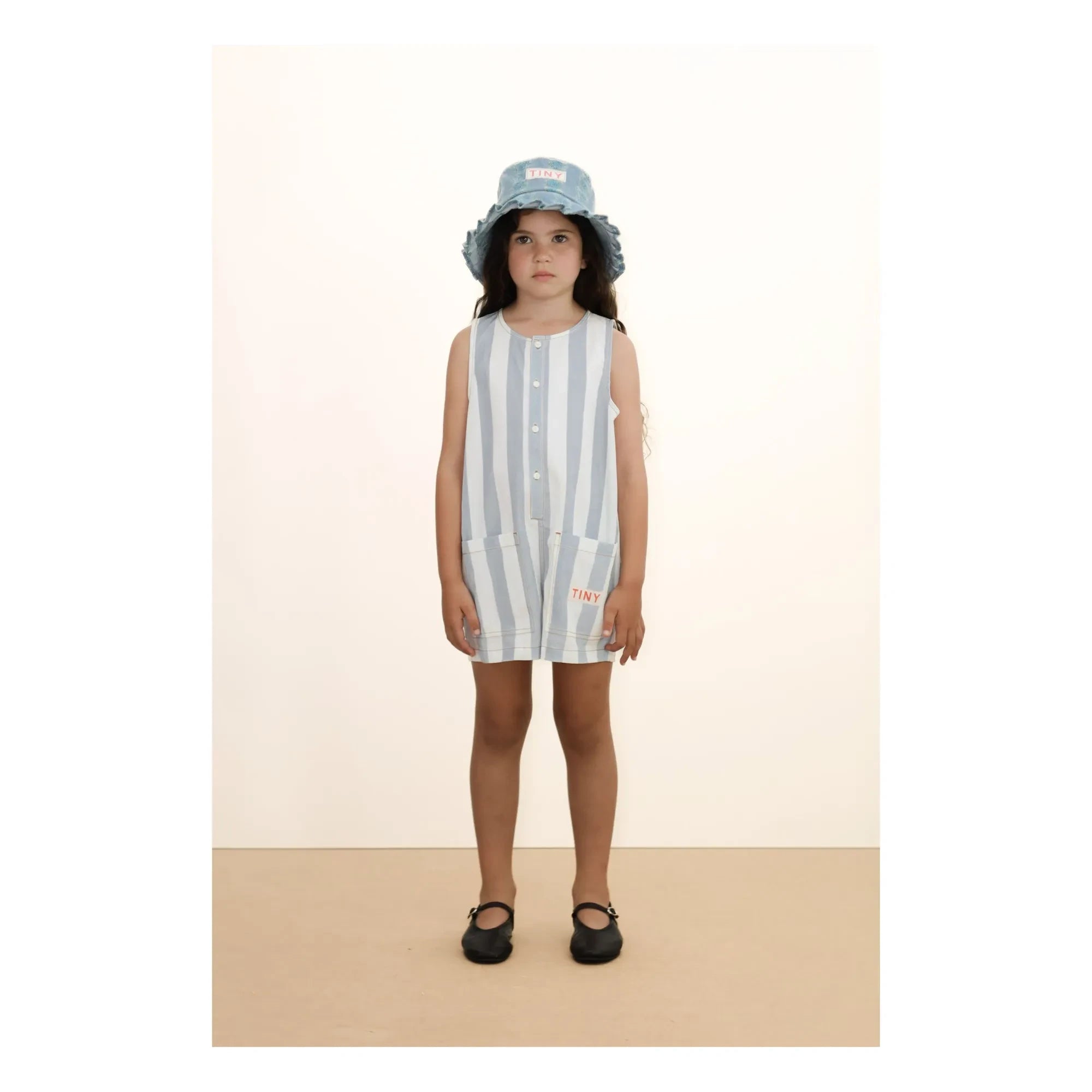 Tinycottons - Mono de sarga a rayas finas azules