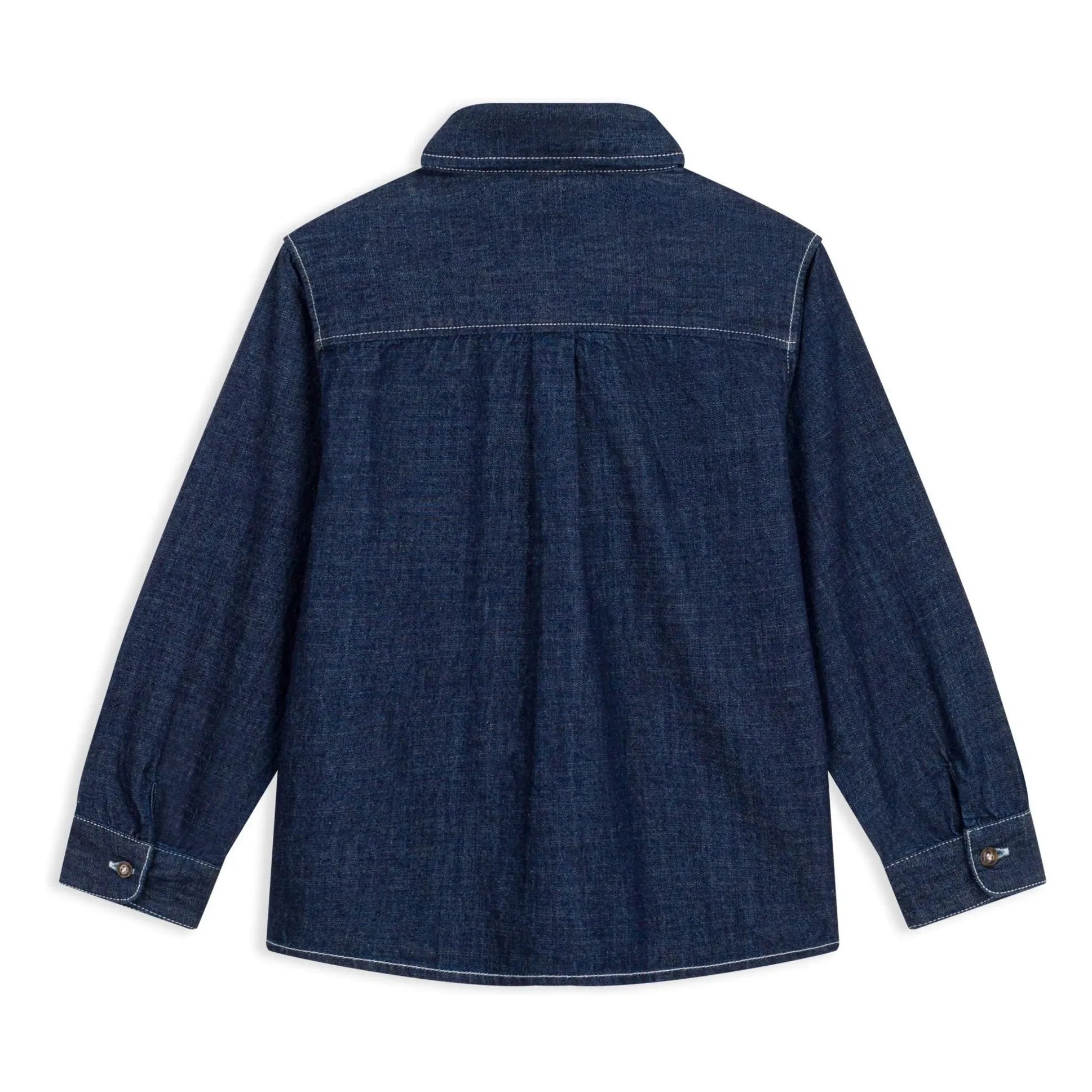 Petit Bateau - Organik Pamuk Denim Slim Fit Gömlek | Koyu Mavi