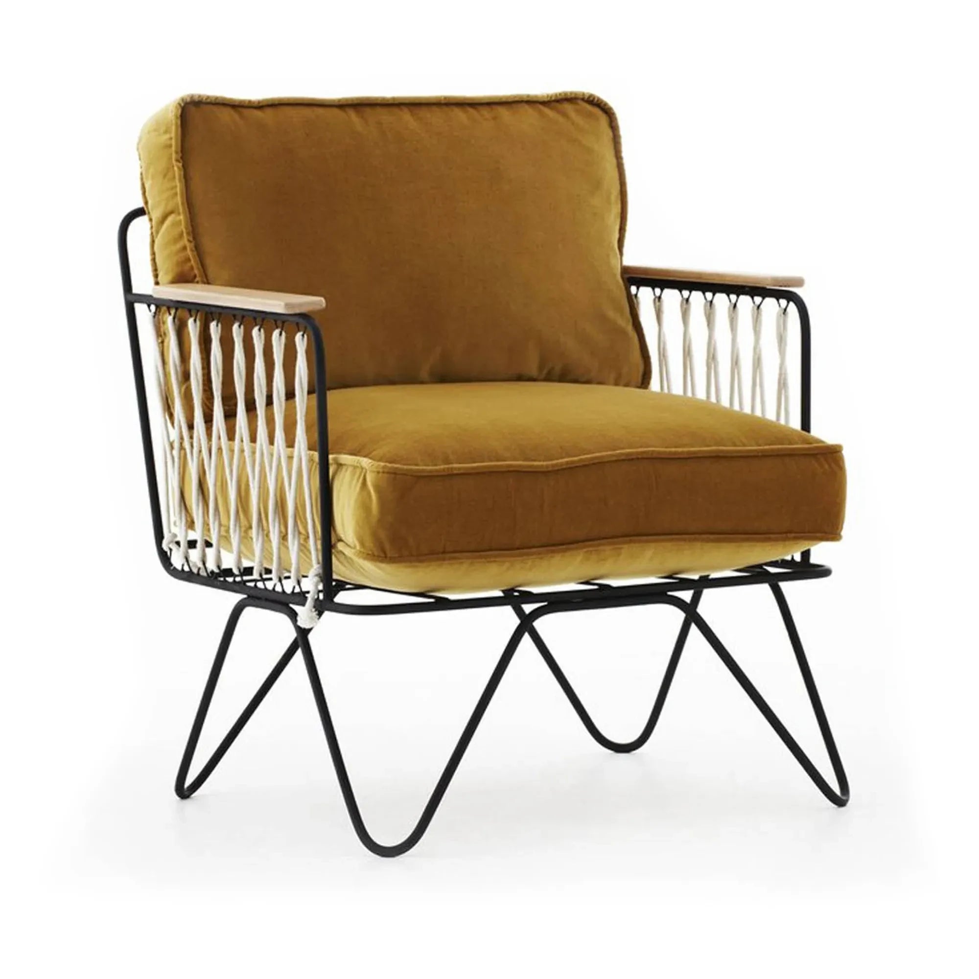 Honoré - Sillón de terciopelo y epoxi negro Croisette | Camel