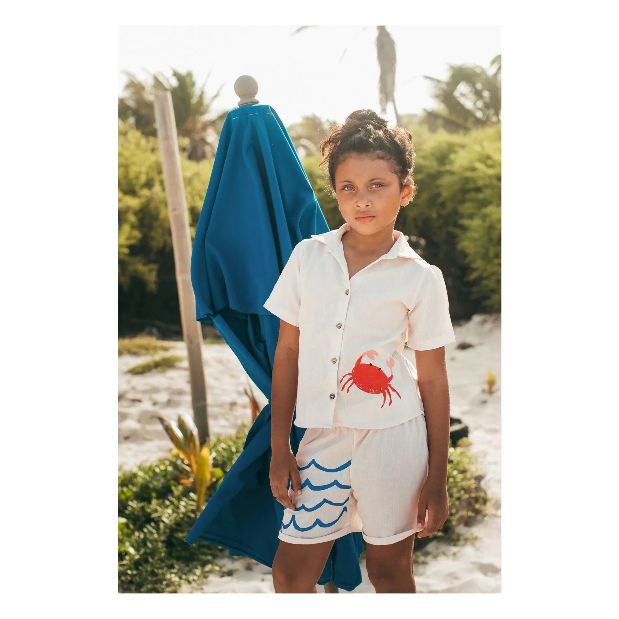 Pepita & Me - Guayabera Crab Camisa de manga corta | Crema