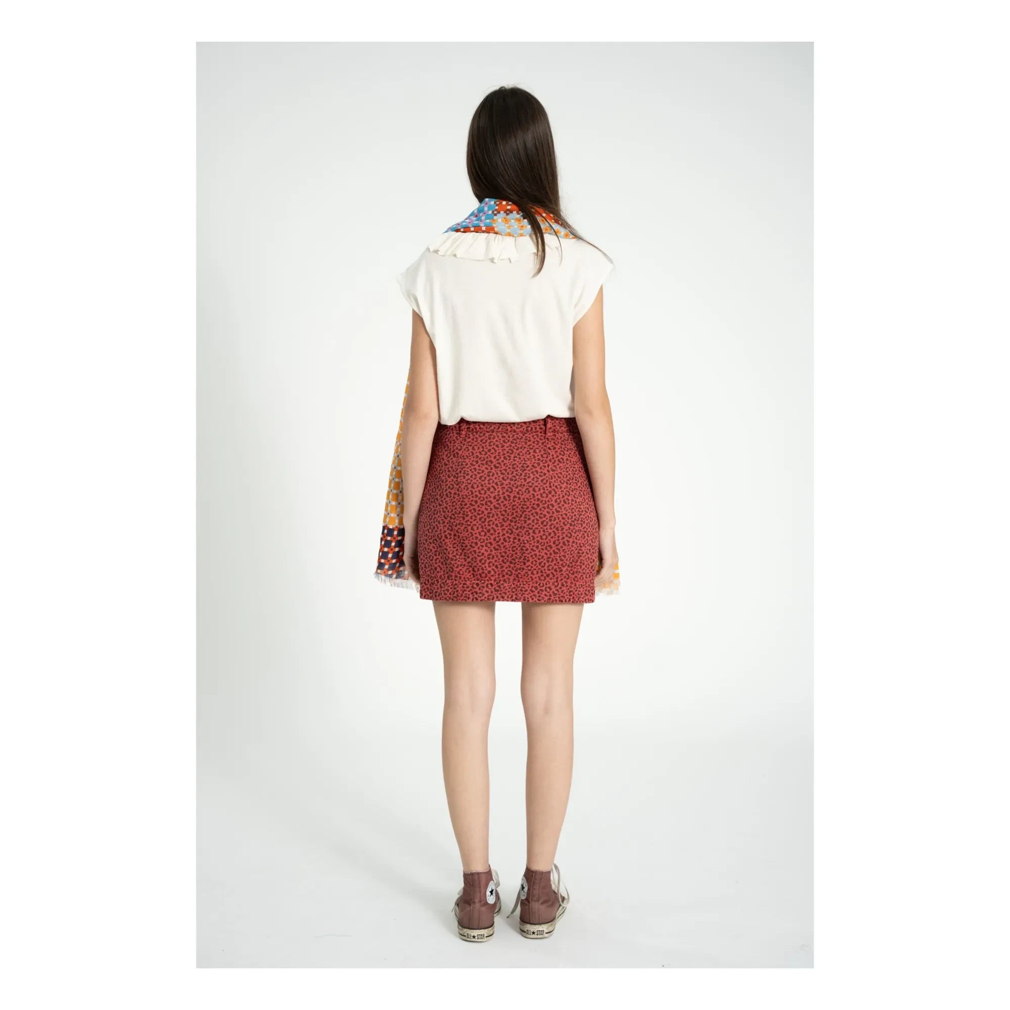 Sisters Department - Falda de algodón con estampado de leopardo | Frambuesa