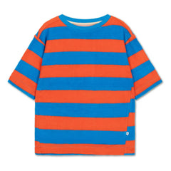Repose AMS - Camiseta de toalla de algodón orgánico a rayas | Rojo