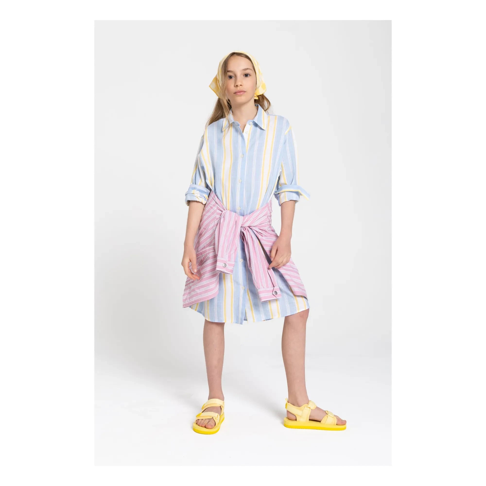 Smallable Kid - Vestido camisero de rayas Leya | Azul claro