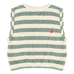 Jenest - Camiseta sin mangas de algodón orgánico a rayas Home | Caqui