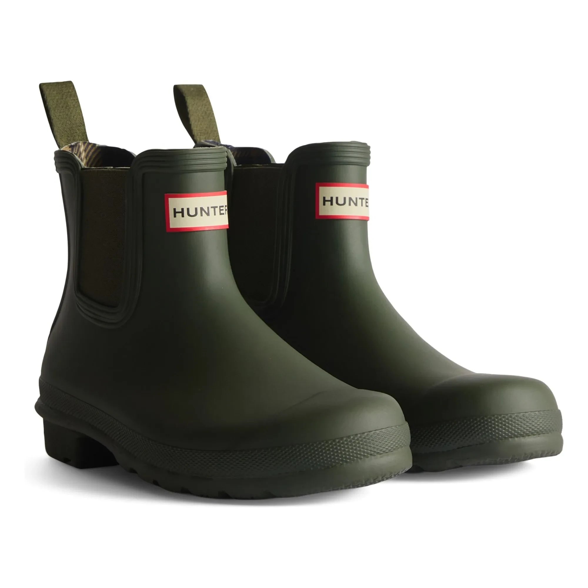 Hunter - Botines Chelsea Originales de Goma Tartán | Verde oliva