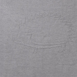 Tartine et Chocolat - Manta 75x100 cm a Cuadros con Dibujo de Erizo de Lana y Acrílico | Gris Claro
