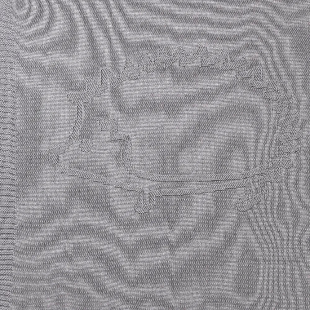 Tartine et Chocolat - Manta 75x100 cm a Cuadros con Dibujo de Erizo de Lana y Acrílico | Gris Claro
