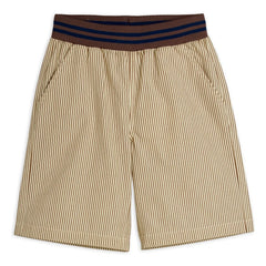 Mini Rodini - Pantalones cortos de popelina de algodón orgánico a rayas | Marrón
