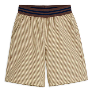 Mini Rodini - Pantalones cortos de popelina de algodón orgánico a rayas | Marrón