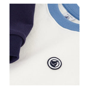 Petit Bateau - Renk bloklu organik pamuk sweatshirt | Mavi