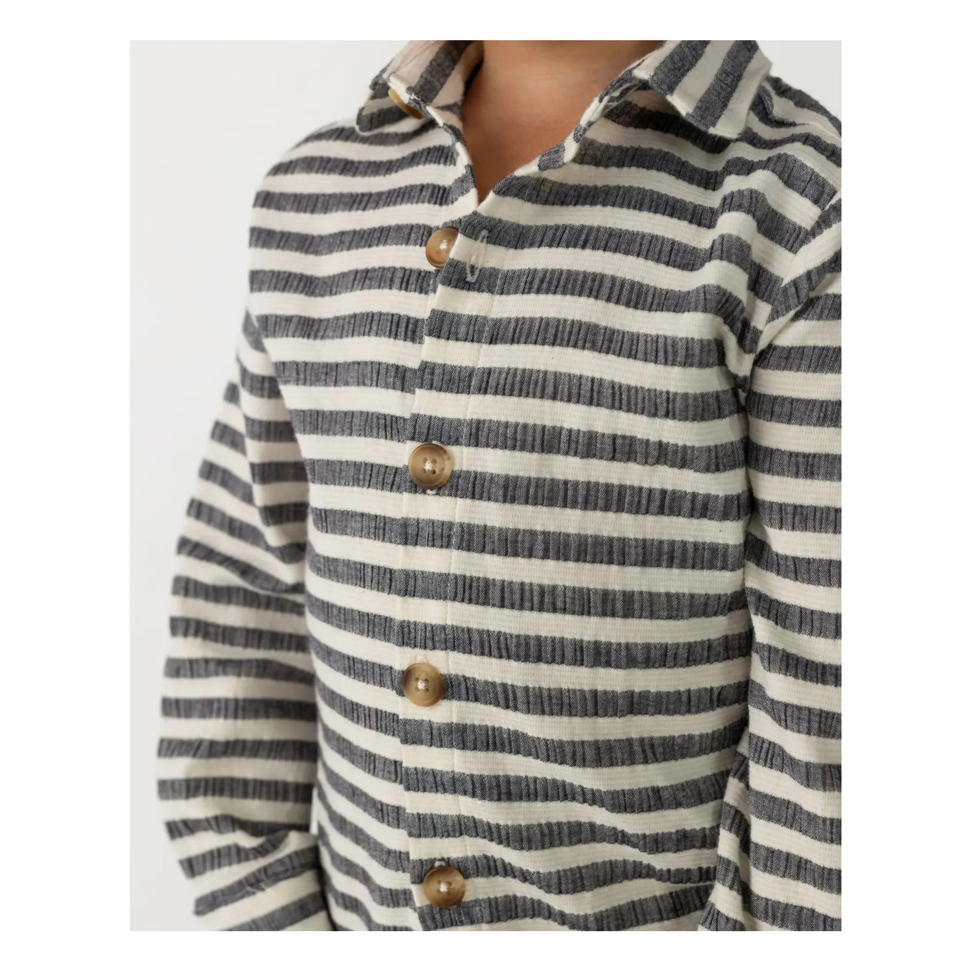 Donsje - Camisa de algodón orgánico a rayas Leom | Azul marino