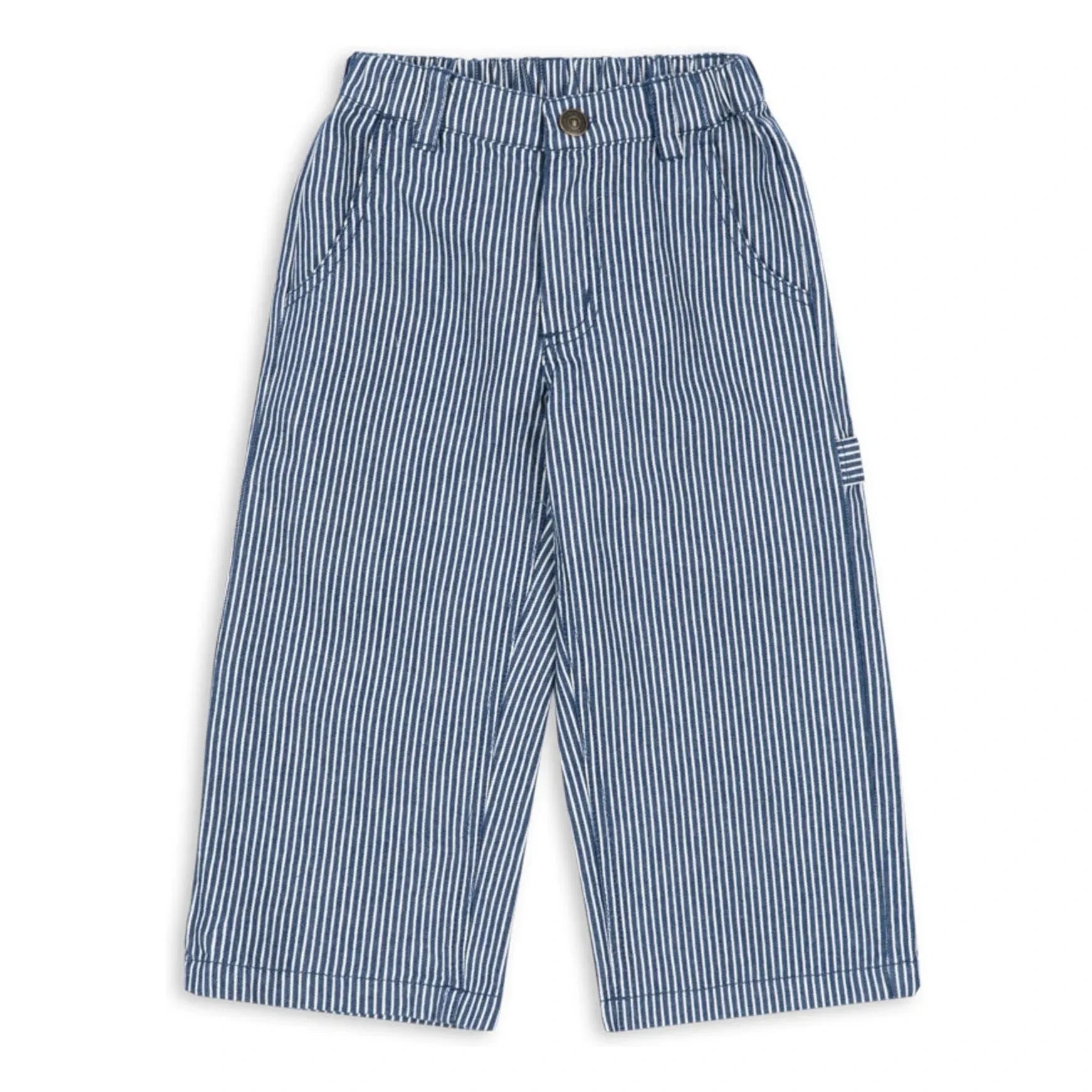 Konges Sløjd - Pantalones de algodón orgánico a rayas Luc | Azul