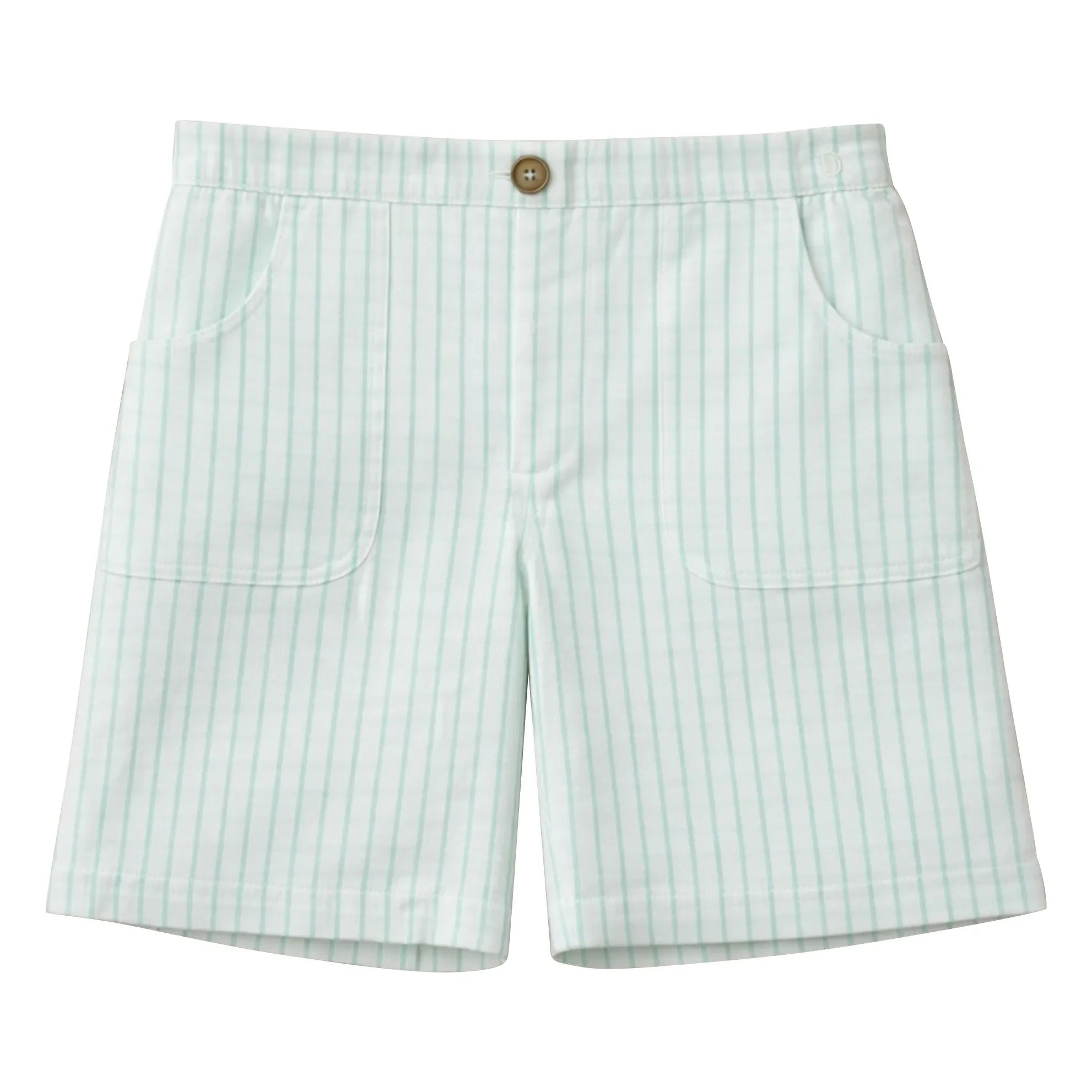 Lililotte - Arsène Pantalones Cortos de Bermuda de Algodón Orgánico a Rayas | Verde Menta