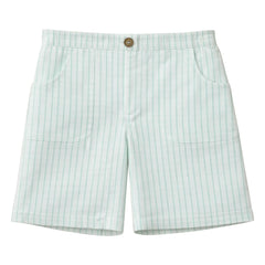 Lililotte - Arsène Pantalones Cortos de Bermuda de Algodón Orgánico a Rayas | Verde Menta