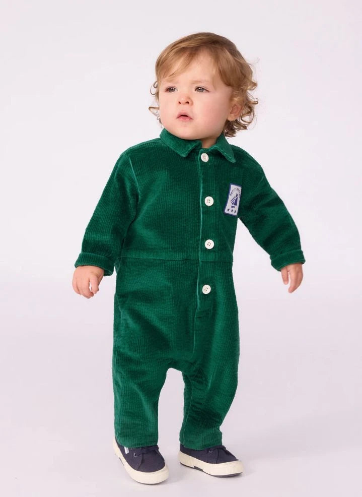 Petit Bateau - Mono Pompist canalé de algodón orgánico | Verde