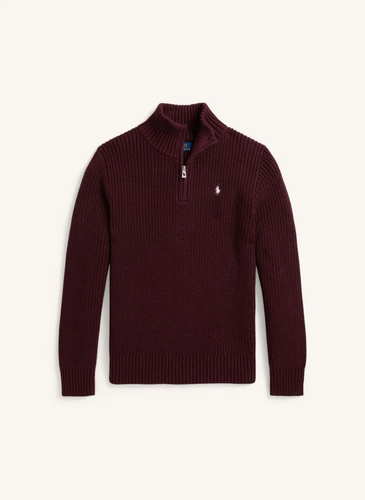 Ralph Lauren - Sudadera con logo y cuello trucker | Burdeos