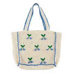 Emile et Ida - Bolso tote con cerezas de ganchillo | Crema