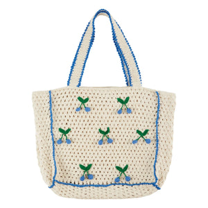 Emile et Ida - Bolso tote con cerezas de ganchillo | Crema