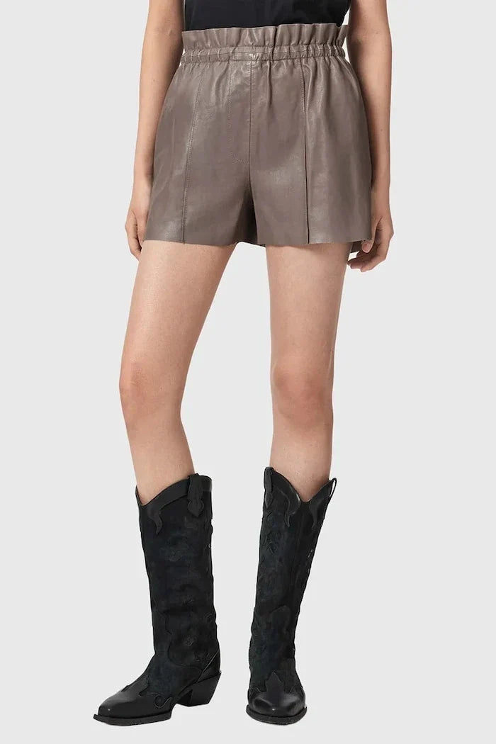 AllSaints Shorts de cuero FRAN para mujer