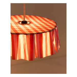 Nobodinoz - Pantalla de lámpara orgánica de algodón voile con rayas | Rojo