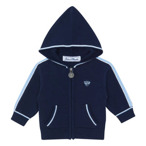 Tartine et Chocolat - Sudadera con cremallera y rayas en contraste | Azul marino