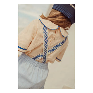 THE LiTTLE POETS - Blusa bordada con cuello Claudine Florbela Carreaux | Amarillo pálido