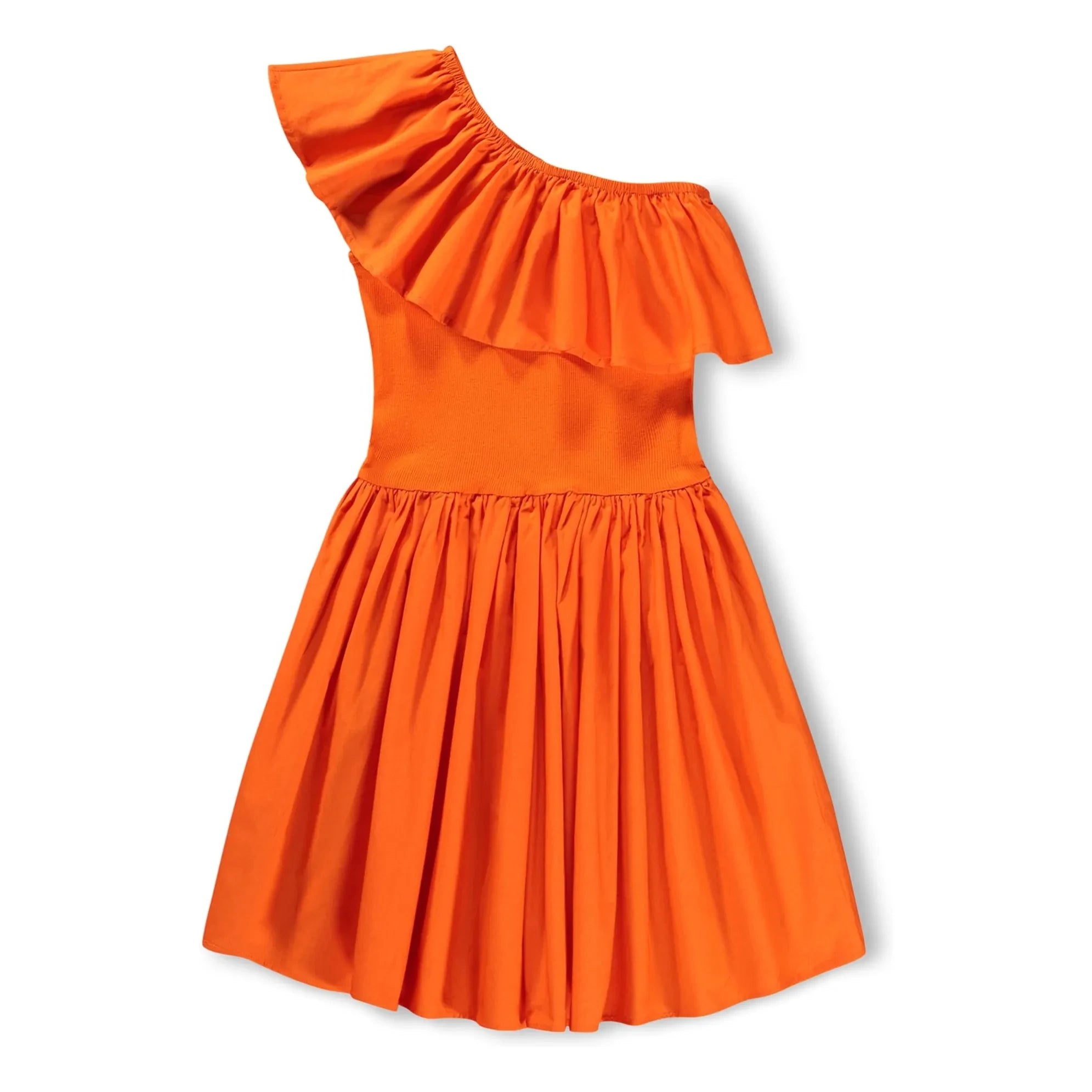 Molo - Vestido asimétrico con volantes de algodón orgánico Chloey | Naranja