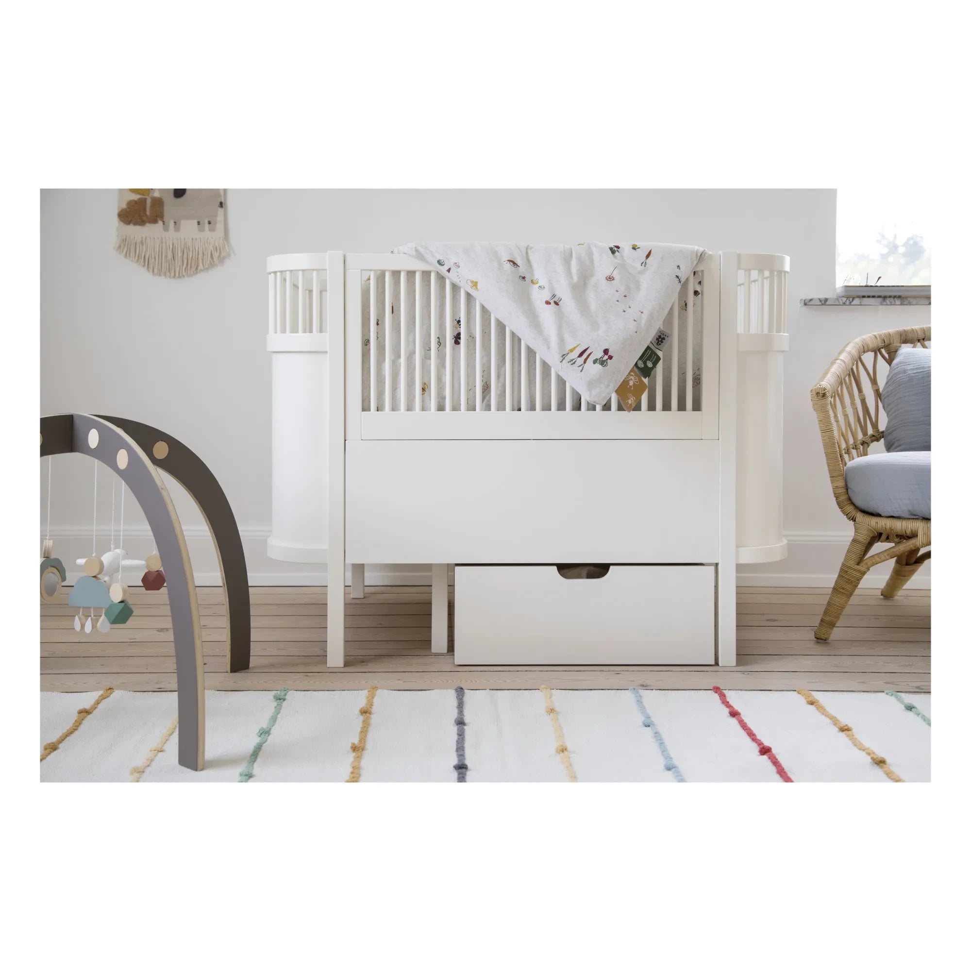 Sebra - Cuna convertible de abedul de Sebra 70x110 cm | Blanco