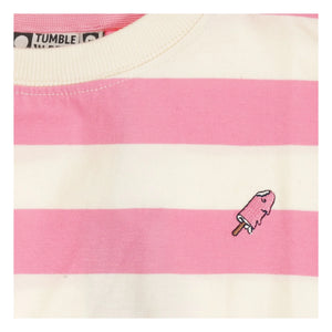 Tumble N'Dry - Colatina Camiseta de Algodón Orgánico Oversize Rayas | Rosa